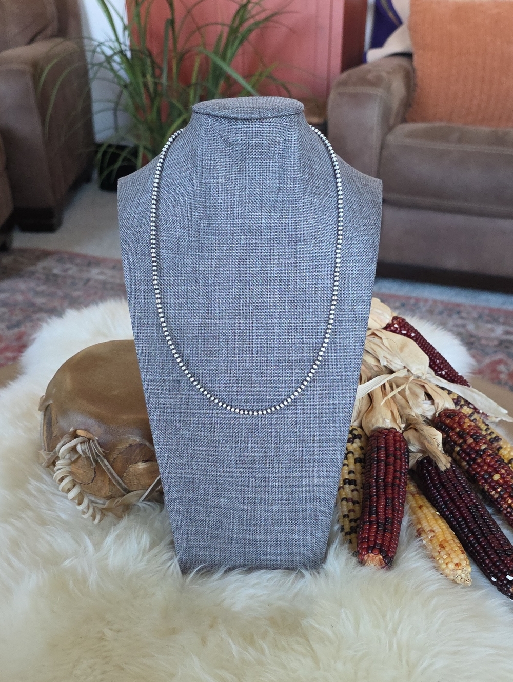 Gorgeous NWT 18"-20" 3mm Sterling Navajo Pearl Bead Necklace 🩶🎁♥️